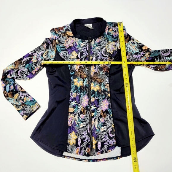 fit 4 u Swimwear Jacket Built in Bra Tropical Floral Print Long Sleeve Size 14 - Picture 10 of 11